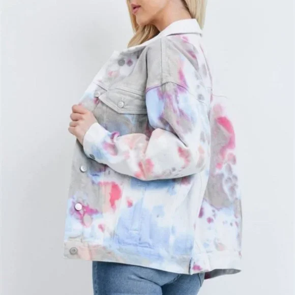 CASUAL DOLLZ Tie Dye Denim Jacket - Picture 3 of 6